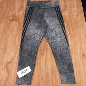ADIDAS Classic 3 Strip Leggings Blk Gray Womens Sz L Aero Ready High Waist Pants